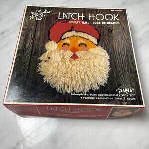 Latch Hook Santa Holiday Wall Decoration Finished Craft Hazel's Needlework READ